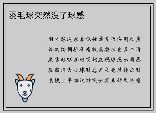 羽毛球突然没了球感